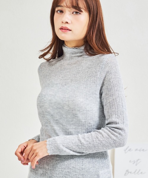 MISCH MASCH(ミッシュマッシュ)の「ZOZO限定 シアーハイネックプルオーバー(Tシャツ/カットソー・レディース・ブラック/グレー/ホワイト・フリ-)」の3枚目の写真