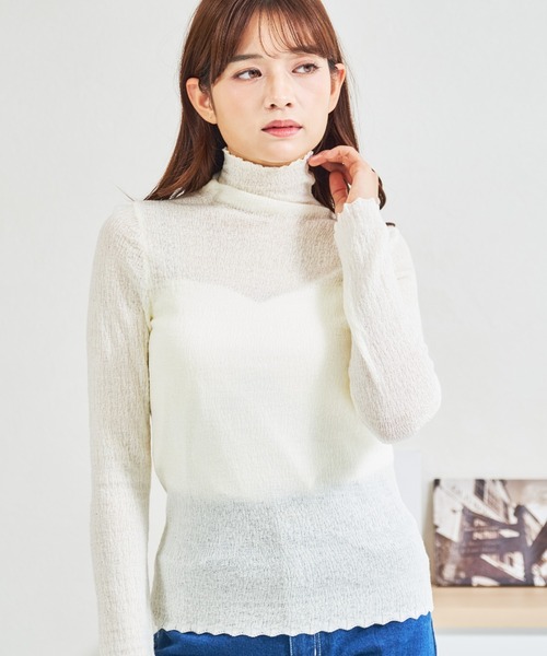 MISCH MASCH(ミッシュマッシュ)の「ZOZO限定 シアーハイネックプルオーバー(Tシャツ/カットソー・レディース・ブラック/グレー/ホワイト・フリ-)」の1枚目の写真
