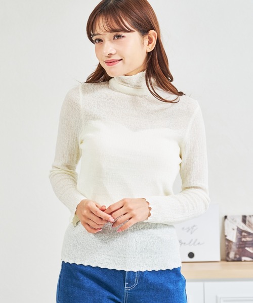 MISCH MASCH(ミッシュマッシュ)の「ZOZO限定 シアーハイネックプルオーバー(Tシャツ/カットソー・レディース・ブラック/グレー/ホワイト・フリ-)」の11枚目の写真