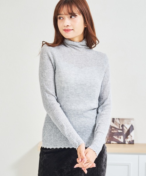 MISCH MASCH(ミッシュマッシュ)の「ZOZO限定 シアーハイネックプルオーバー(Tシャツ/カットソー・レディース・ブラック/グレー/ホワイト・フリ-)」の16枚目の写真