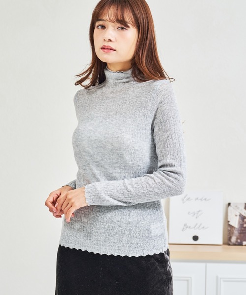 MISCH MASCH(ミッシュマッシュ)の「ZOZO限定 シアーハイネックプルオーバー(Tシャツ/カットソー・レディース・ブラック/グレー/ホワイト・フリ-)」の17枚目の写真