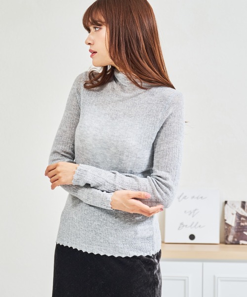MISCH MASCH(ミッシュマッシュ)の「ZOZO限定 シアーハイネックプルオーバー(Tシャツ/カットソー・レディース・ブラック/グレー/ホワイト・フリ-)」の18枚目の写真