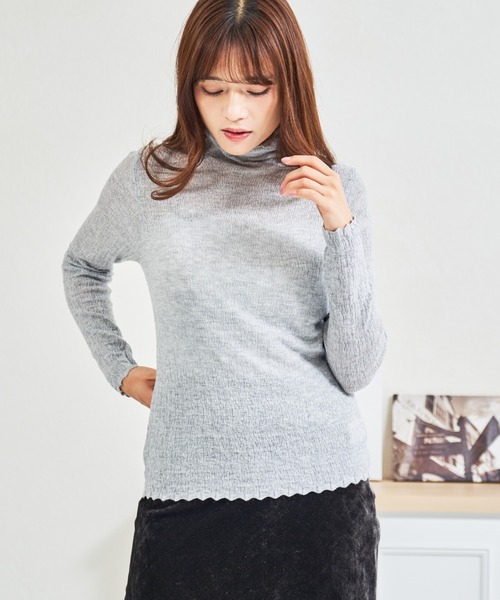 MISCH MASCH(ミッシュマッシュ)の「ZOZO限定 シアーハイネックプルオーバー(Tシャツ/カットソー・レディース・ブラック/グレー/ホワイト・フリ-)」の19枚目の写真