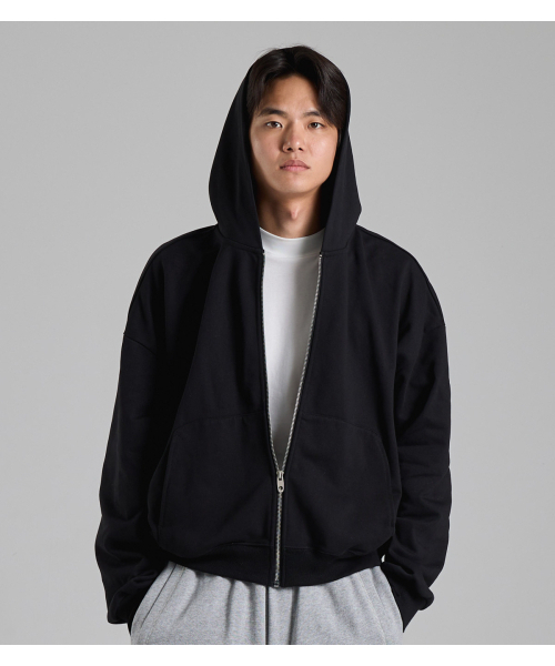 BUTTON SEOUL(ボタンソウル)の「ラウンドポケットミニマルフードジップアップ(ブラック)(パーカー・メンズ・その他・MEDIUM/LARGE/X-LARGE)」の6枚目の写真