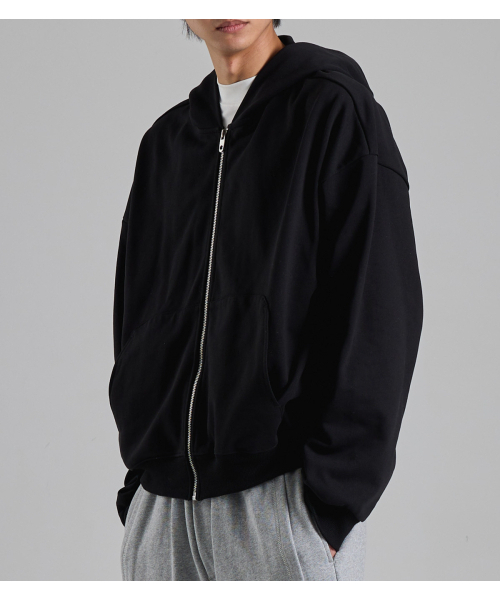 BUTTON SEOUL(ボタンソウル)の「ラウンドポケットミニマルフードジップアップ(ブラック)(パーカー・メンズ・その他・MEDIUM/LARGE/X-LARGE)」の8枚目の写真