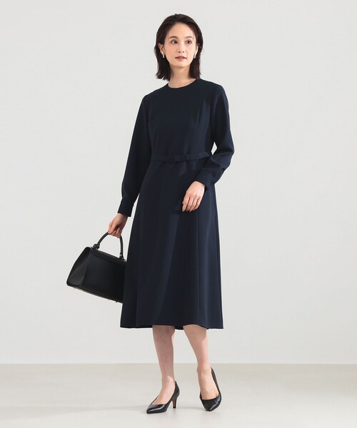 Demi-Luxe BEAMS（デミルクス ビームス）の「【オフィスカジュアル・セレモニー】トリアセ ベルテッド ワンピース（ワンピース・レディース・ブラック/ネイビー・36/38/40）」の18枚目の写真