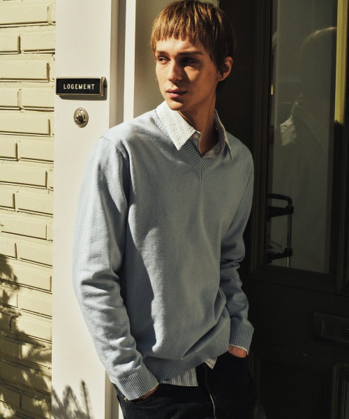 Овервэйзuzu V-neck knit sky blue (WC25-KN01)