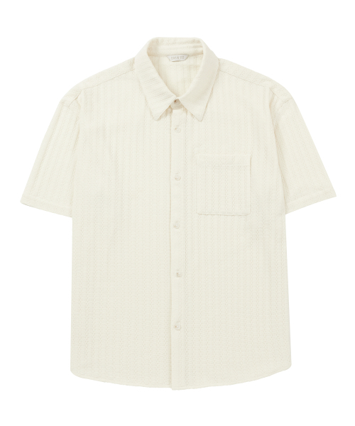 DRAW FIT（ドローフィット）の「クロシェハーフニットシャツ[アイボリー]（シャツ/ブラウス・メンズ・その他・LARGE/MEDIUM/X-LARGE）」の4枚目の写真
