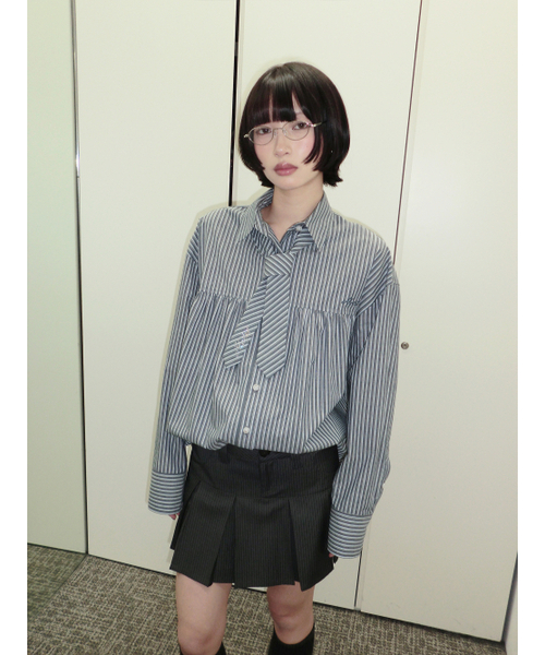 HETIT(ヘティ)の「スクールオーバーシャーリングシャツ(ブルーマルチ)(シャツ/ブラウス・レディース・その他・FREE)」の9枚目の写真