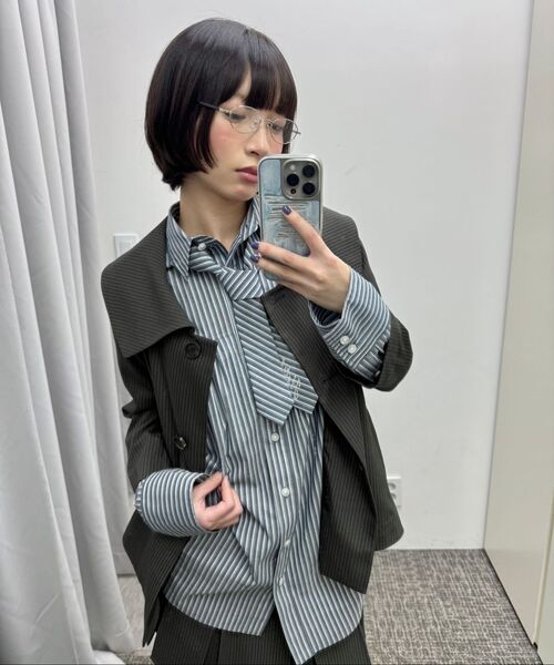 HETIT(ヘティ)の「スクールオーバーシャーリングシャツ(ブルーマルチ)(シャツ/ブラウス・レディース・その他・FREE)」の7枚目の写真