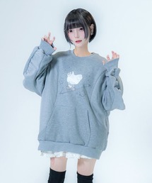 Re:CRYPT（リクリプト）の「切り替えクルーネックプリントスウェット / 裏起毛 オーバーサイズ アシンメトリー プルオーバー（スウェット）」