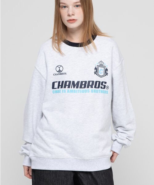 CHAMBROS（チャンブロス）の「ブロックコア セミオーバーフィット スウェット [ホワイトメランジ]（スウェット・レディース・その他・LARGE/MEDIUM/X-LARGE）」の2枚目の写真