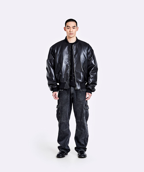 51%（フィフティーワンパーセント）の「レザー トング MA-1 - ブラック（ライダースジャケット・メンズ・その他・LARGE/MEDIUM）」の2枚目の写真