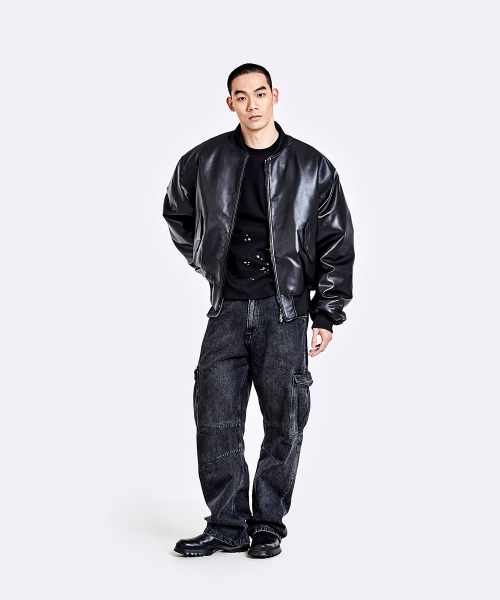 51%（フィフティーワンパーセント）の「レザー トング MA-1 - ブラック（ライダースジャケット・メンズ・その他・LARGE/MEDIUM）」の6枚目の写真