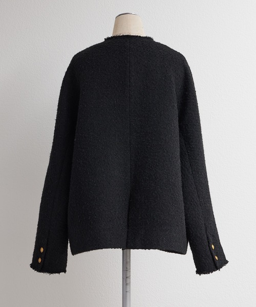 PUAL CE CIN ピュアルセシン　ノーカラーツイードジャケット ツイードノーカラージャケット | PUAL CE CIN(ピュアルセシン