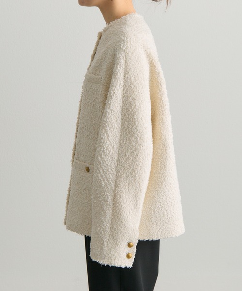 セール】アソート ツイードノーカラージャケット（ノーカラー