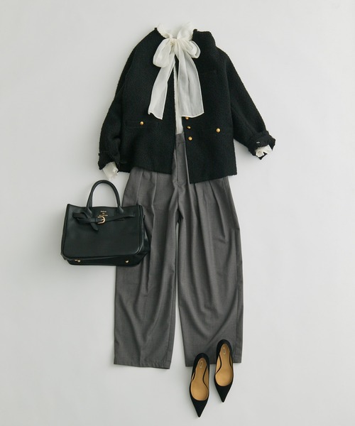 PUAL CE CIN（ピュアルセシン）の「アソート ツイードノーカラージャケット（ノーカラージャケット・レディース・アイボリー/ブラック/ブラック系その他・FREE）」の22枚目の写真