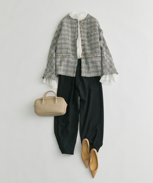 PUAL CE CIN（ピュアルセシン）の「アソート ツイードノーカラージャケット（ノーカラージャケット・レディース・アイボリー/ブラック/ブラック系その他・FREE）」の21枚目の写真