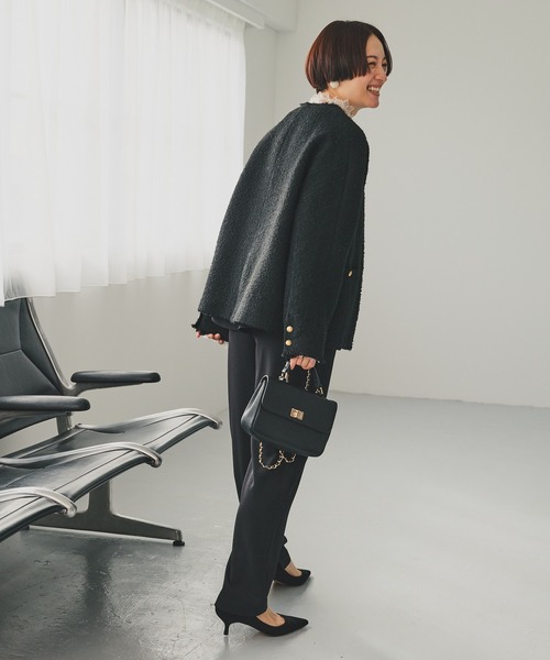 セール】アソート ツイードノーカラージャケット（ノーカラー