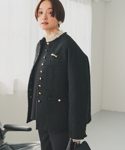 アソート ツイードノーカラージャケット（ノーカラージャケット