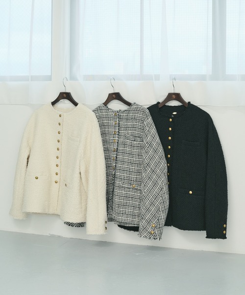 アソート ツイードノーカラージャケット（ノーカラージャケット