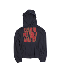 ERTR（イーアールティーアール）の「Ad Astra Appliqu&eacute; 2way Hoodie Zip Up Navy（パーカー）」