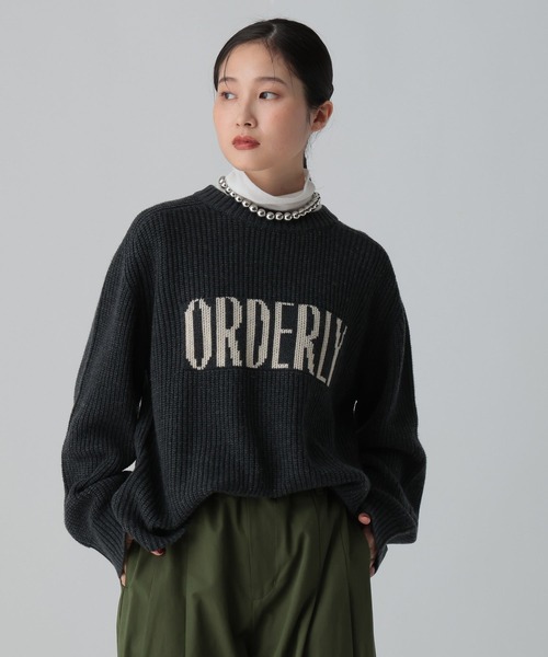 セール】7ゲージ畔編みロゴプルオーバー 611352（ニット/セーター