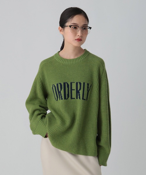 セール】7ゲージ畔編みロゴプルオーバー 611352（ニット/セーター