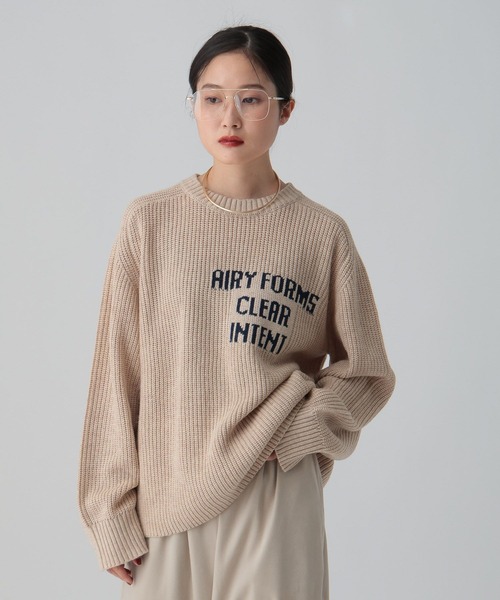 セール】7ゲージ畔編みロゴプルオーバー 611352（ニット/セーター