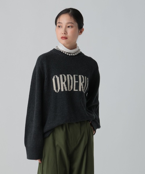 セール】7ゲージ畔編みロゴプルオーバー 611352（ニット/セーター