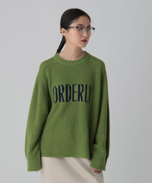 セール】7ゲージ畔編みロゴプルオーバー 611352（ニット/セーター