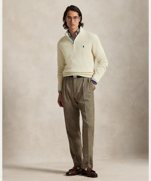 コットン クォータージップ モックネック セーター（ニット/セーター