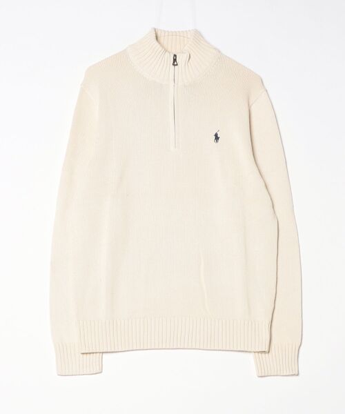 コットン クォータージップ モックネック セーター（ニット/セーター