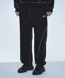 COVERSTITCH LINE SWEATPANTS-[BLACK]