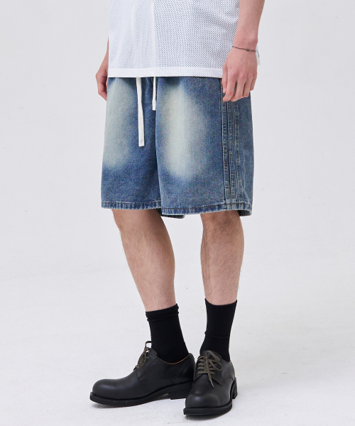 AKECII(アケシ)の「ナギトラックデニムショーツ-ライトブルー(その他パンツ・メンズ・その他・MEDIUM/LARGE)」の1枚目の写真