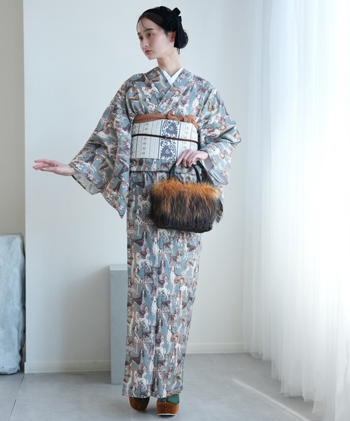 utatane（ウタタネ）の「着物 単衣 ニコアンティーク ドッグ・エキスポ ベルデ（着物・レディース・グリーン・FREE）」の2枚目の写真