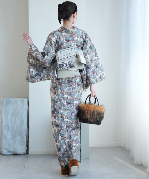 utatane（ウタタネ）の「着物 単衣 ニコアンティーク ドッグ・エキスポ ベルデ（着物・レディース・グリーン・FREE）」の4枚目の写真
