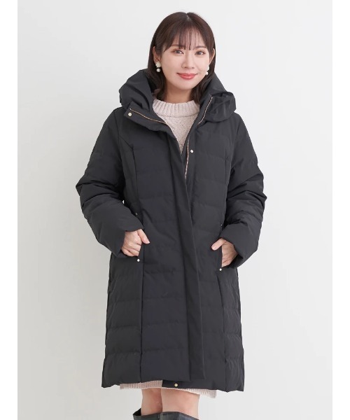 大きいサイズ】襟ボリュームロングダウンコート（ダウンジャケット