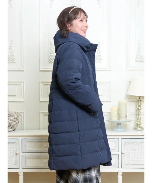 大きいサイズ】襟ボリュームロングダウンコート（ダウンジャケット