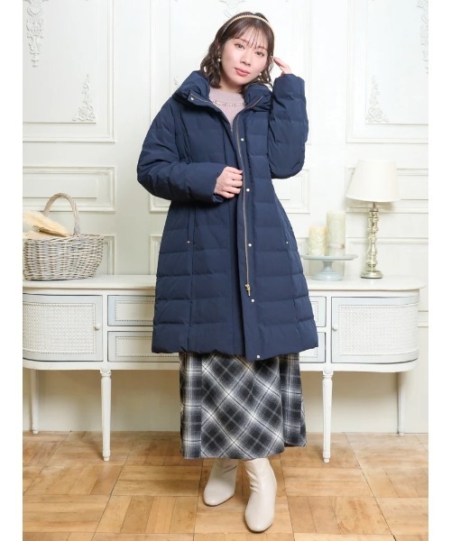 大きいサイズ】襟ボリュームロングダウンコート（ダウンジャケット