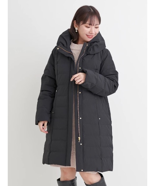 大きいサイズ】襟ボリュームロングダウンコート（ダウンジャケット