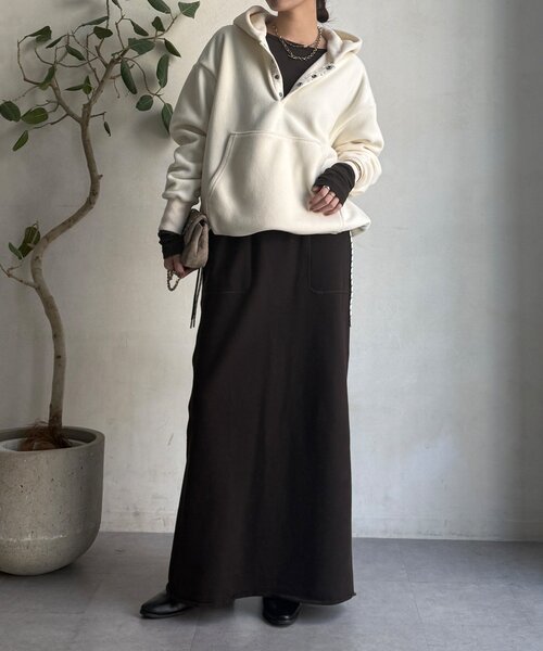 DouDou（ドゥドゥ）の「フリーススナッププルオーバー（Tシャツ/カットソー・レディース・グレー/オフホワイト・FREE）」の3枚目の写真