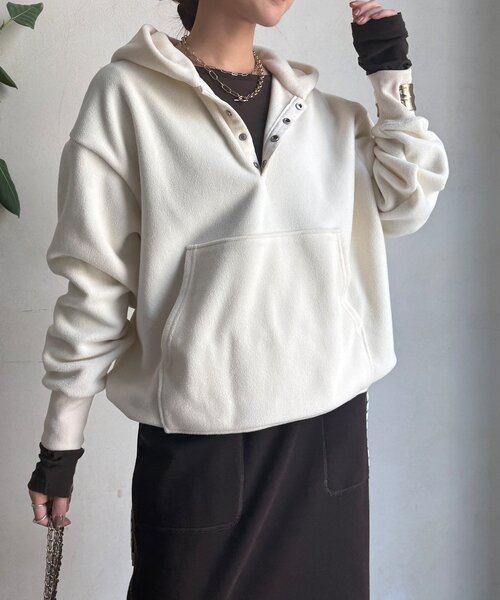 DouDou（ドゥドゥ）の「フリーススナッププルオーバー（Tシャツ/カットソー・レディース・グレー/オフホワイト・FREE）」の10枚目の写真