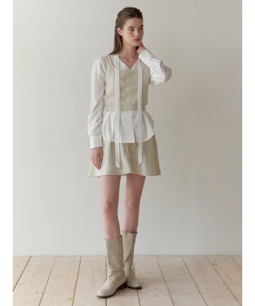 RE_L（リエル）の「Mandarin knit skirt (oatmeal)（スカート・レディース・その他・FREE）」の2枚目の写真