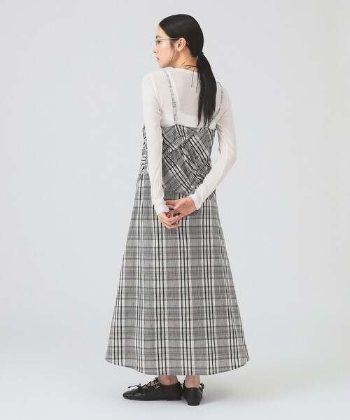 Ray BEAMS（レイビームス）の「チェック キリカエ キャミ ワンピース（ワンピース・レディース・クリーム/ブラック・1/0）」の4枚目の写真