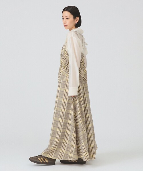 Ray BEAMS（レイビームス）の「チェック キリカエ キャミ ワンピース（ワンピース・レディース・クリーム/ブラック・1/0）」の6枚目の写真