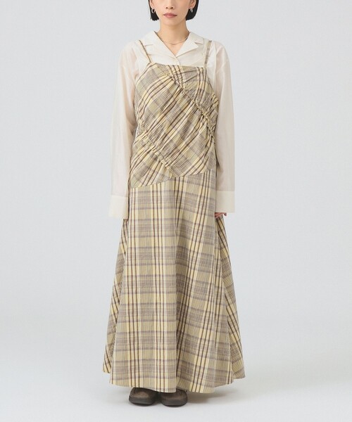 Ray BEAMS（レイビームス）の「チェック キリカエ キャミ ワンピース（ワンピース・レディース・クリーム/ブラック・1/0）」の8枚目の写真