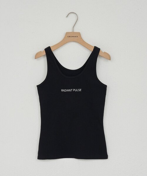 SHENERY（シーナリー）の「刺繍リブタンクトップ（キャミソール・レディース・ブラック/オフホワイト・FREE）」の2枚目の写真