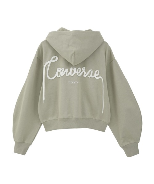 CONVERSE TOKYO（コンバーストウキョウ）の「BACK SPINDLE LOGO ZIP HOODIE（パーカー・レディース・ピンク/ブラック/ブルー/セージグリーン/杢グレー/アイボリー・FREE）」の5枚目の写真
