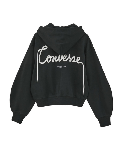 CONVERSE TOKYO（コンバーストウキョウ）の「BACK SPINDLE LOGO ZIP HOODIE（パーカー・レディース・ピンク/ブラック/ブルー/セージグリーン/杢グレー/アイボリー・FREE）」の8枚目の写真